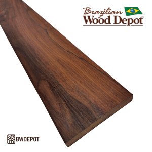 Close-up of Ipe Hardwood Decking 1×6 board showing grain and natural chocolate tone.