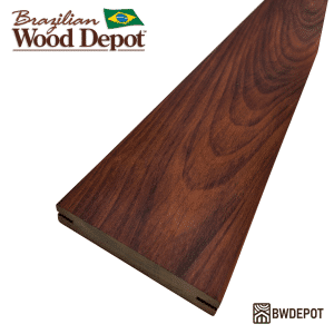 Ipe 5/4×6 decking board with grooved edges showing premium grain and smooth finish.