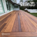Newly installed Cumaru hardwood deck showing a wide range of warm reddish and golden brown tones.
