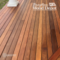 Ipe 1x4 hardwood decking installed on a covered porch with varied board lengths