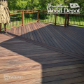 Multi-level outdoor deck built with Cumaru 5/4×6 grooved both sides decking, featuring precision lines and natural hardwood grain.