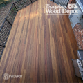 Overhead view of a Cumaru hardwood deck with smooth surface and hidden fasteners