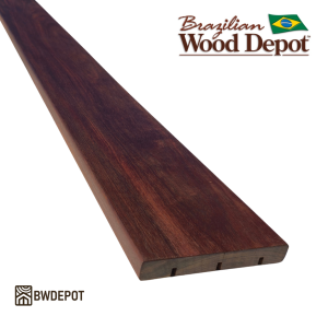 Close-up view of an Ipe 1x6 decking board showing bottom kerf grooves for improved airflow and stability.