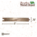 Brown Balau 1×6 tongue and groove board dimensions showing 5 inch net face and 0.75 inch thickness
