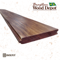Brown Balau 1×6 tongue and groove hardwood board showing wide smooth face and subtle grain