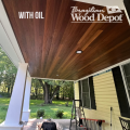 6 2 120x120 Freshly oiled Brown Balau tongue and groove hardwood porch ceiling with deep brown color and enhanced natural grain.