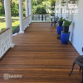 Brown Balau 3.5 inch tongue and groove hardwood porch flooring on a covered porch from BWDepot.com