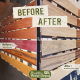 Before and after comparison showing how Ipe decking and Brazilian hardwoods weather from rich brown to silver gray when exposed to sunlight
