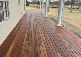 Ipe 1x4 grooved decking installed on a covered porch using hidden fasteners