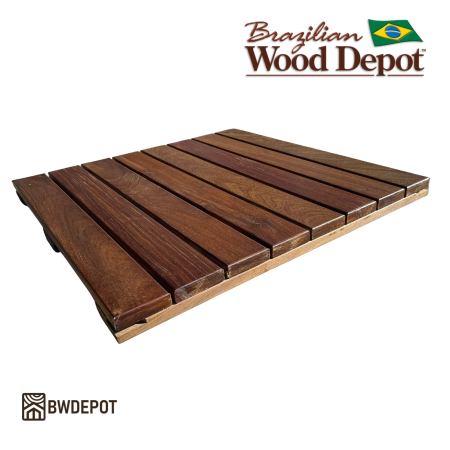 Single Ipe deck tile showing 24x24 Ipe hardwood deck tile construction