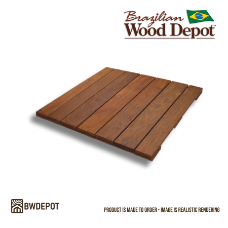 Single ipe deck tile 20x20 shown on white background