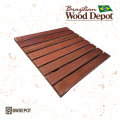 Angled view of Red Balau Deck Tiles showing plank spacing and smooth surface