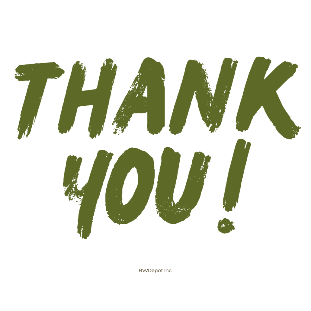 Thank You banner graphic with bold green brush lettering on a light background
