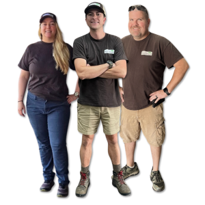 Brazilian Wood Depot sales team members standing together wearing company branded shirts and caps