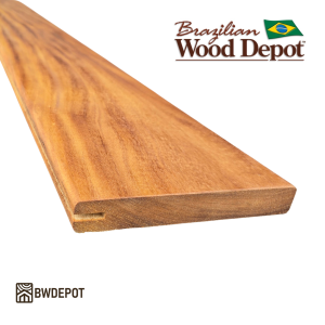 Garapa decking 1x6 board grooved one side showing smooth surface and hidden fastener groove profile