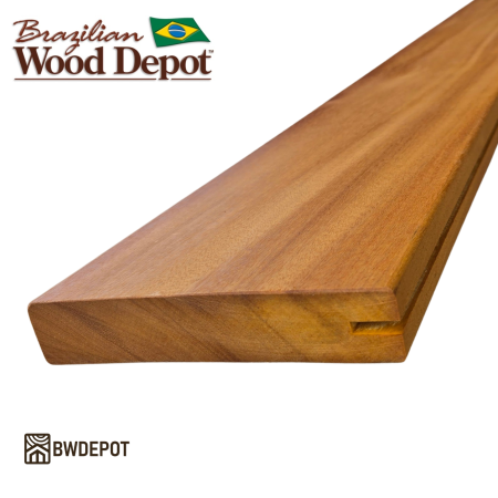 Garapa decking 5/4x6 grooved one side board showing hidden fastener groove and smooth hardwood surface