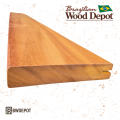 Angled view of garapa wood decking 5/4x6 board with single grooved edge for hidden clip fastening