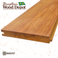 Angled view of garapa tongue and groove board for garapa wood decking ceilings and soffit cladding