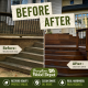 Before and after Ipe deck maintenance showing cleaning and oiling results