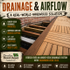 Hardwood deck detail showing drainage clearance and airflow beneath Garapa deck tiles and Ipe perimeter boards