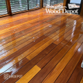 Garapa decking with oiled finish showing rich color