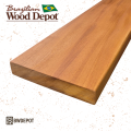 Angled view of Garapa decking 5/4x6 solid Brazilian hardwood board