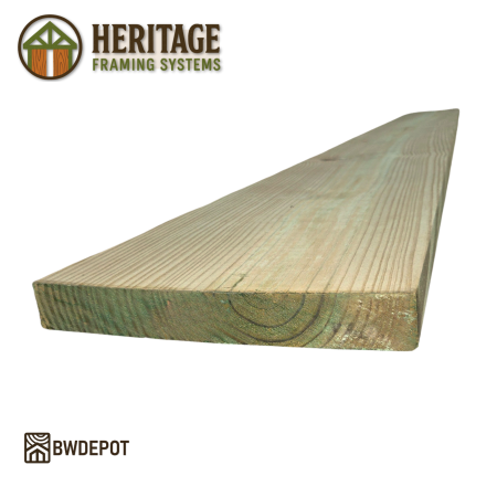 Heritage 2×12 UC4B pressure-treated deck framing lumber made from #1 grade Southern Yellow Pine for long span joists and stair stringers