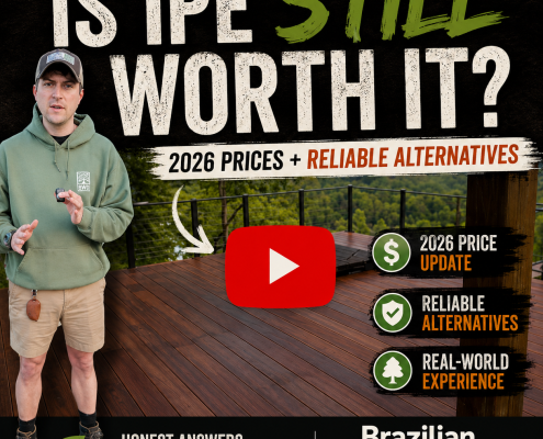 Ipe decking price update and hardwood alternatives shown on a premium Brazilian hardwood deck with real-world outdoor installation examples.