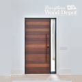 Modern entry door clad with premium Massaranduba hardwood from Brazilian Wood Depot creating a contemporary architectural entrance.