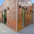 Corner detail of Ipe RainScreen Siding installed on modern exterior wall system