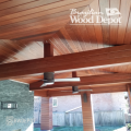 Massaranduba hardwood ceiling and structural beams from Brazilian Wood Depot showcasing rich reddish-brown architectural hardwood.